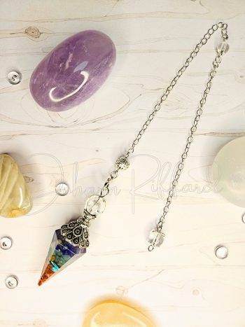 Pendule 7 chakras et base en arabesque