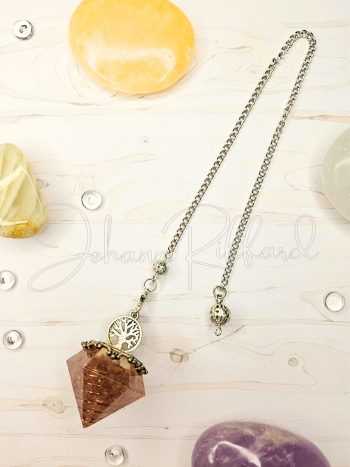 Pendule quartz fraise, arbre de vie